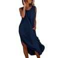 thumbnail image 3 of Vetsdori Womens Plain Midi Dresses Sundress Sleeveless Slip Dress Summer Cotton Linen Tank Casual,Crew Neck Mujer Dresses for Women, 3 of 7