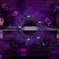 thumbnail image 4 of Halloween Wreath with LED Lights - 18 Inch Black Spider Web Wreath - Battery Operated Purple Glow for Outdoor/Indoor Halloween Decorations, 4 of 7
