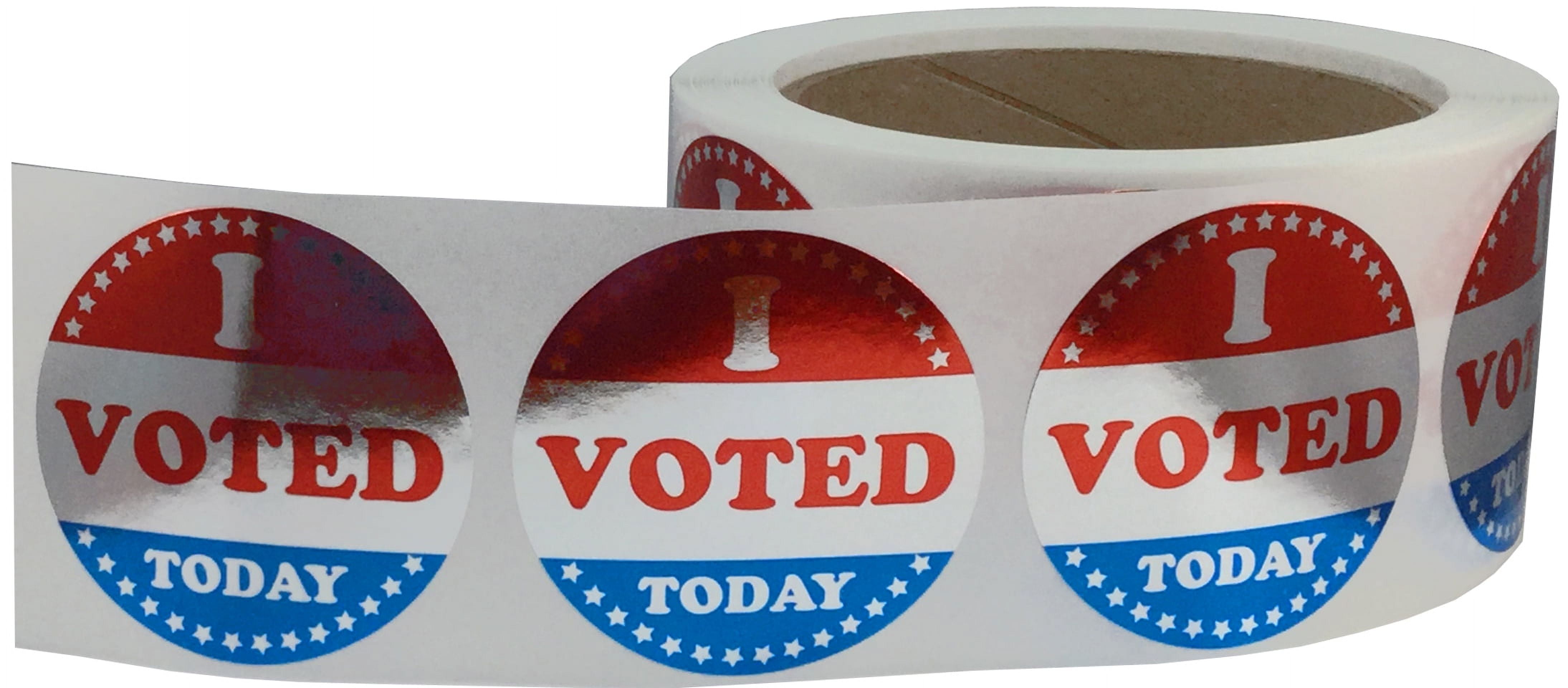 I Voted Today, Red, White and Blue Shiny Stickers | 2" inches Round - 500 Pack | InStockLabels.com