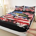 thumbnail image 4 of Feelyou Largemouth Bass Fish Full Size Sheets for Men, Splash Star Stripe US Flag Bed Sheets, Red Blue, 4 Pieces, 4 of 5
