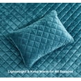 thumbnail image 6 of Chezmoi Collection Lux Teal Velvet Quilt Queen Set, 3-Piece Lush Plush Distressed Velvet Bedding All Season Lightweight Bedspread Brushed Microfiber Reverse with Diamond Stitch Quilting, 6 of 9