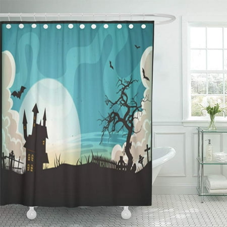 KSADK Halloween Landscape of Cartoon Spooky for Holidays Christian Tombstones Inside Shower Curtain Bath Curtain 66x72 inch