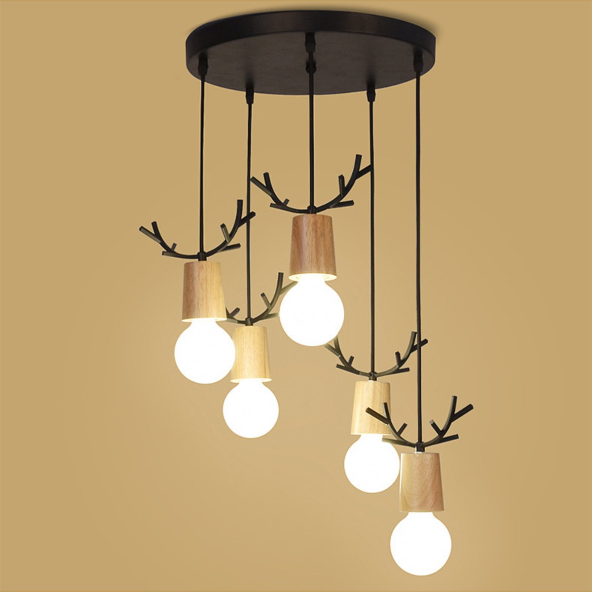 Modern 3-Lights Kitchen Island Chandelier Triple 3 Heads Pendant Hanging Ceiling Lighting Fixture with LED Antler Decorative Shade - image 2 of 9