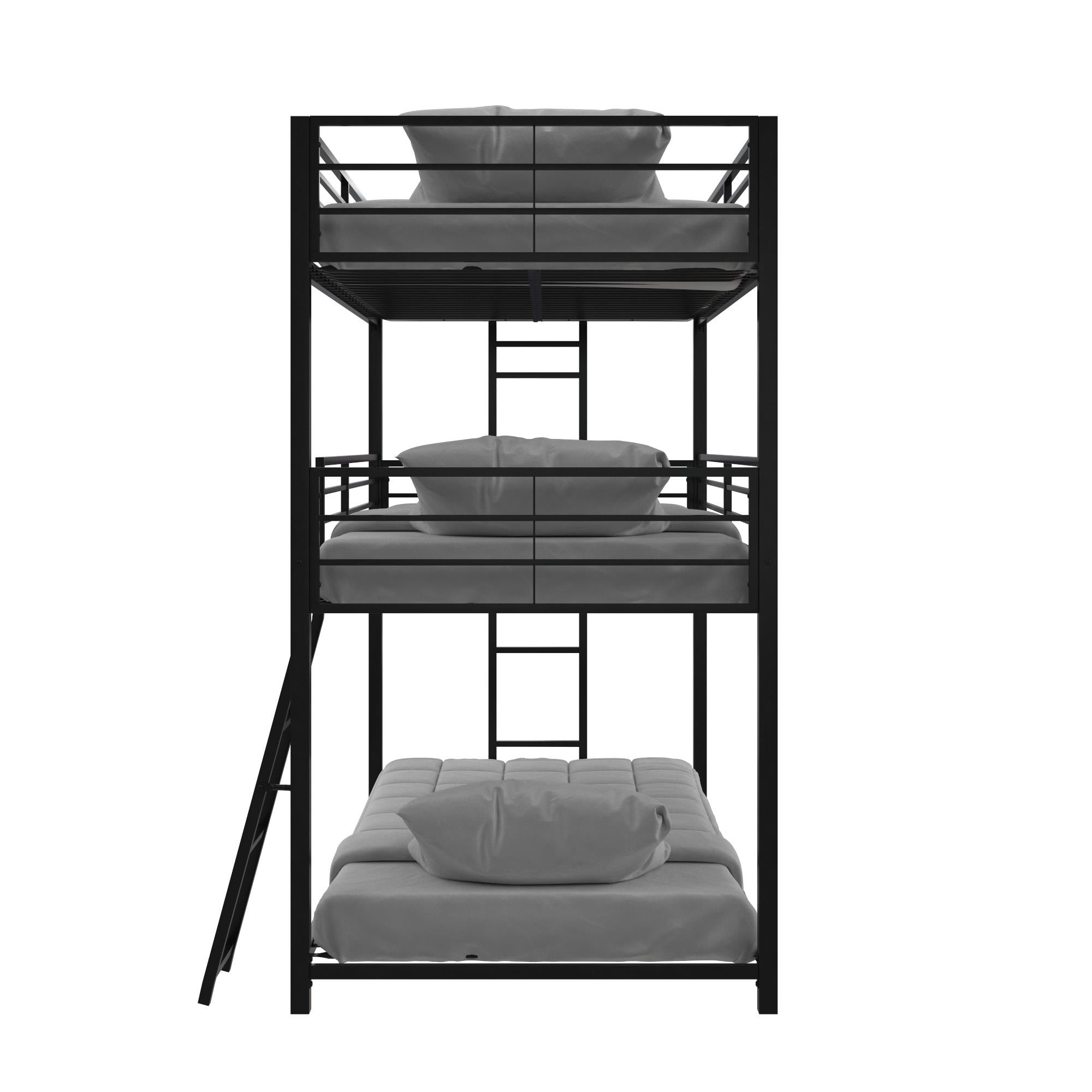 Your Zone June Triple Twin Metal Bunk Bed, Black - Walmart.com