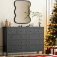 thumbnail image 3 of Akaber 10 Drawer Dresser, 55" Modern White Dressers, Chest of Drawers, Wooden Wide Dresser for Bedroom, Living Room, Black, 3 of 8