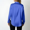 thumbnail image 3 of Otntypg Satin Blouses for Women Silk Button Down Shirts Dressy Casual Long Sleeve Shirt Elegant Ladies Business Office Work Tunic Tops Blue S, 3 of 7