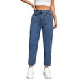 thumbnail image 2 of Women's Plain Tapered/Carrot Dark Wash Cropped Jeans Petite XXS (0), 2 of 5