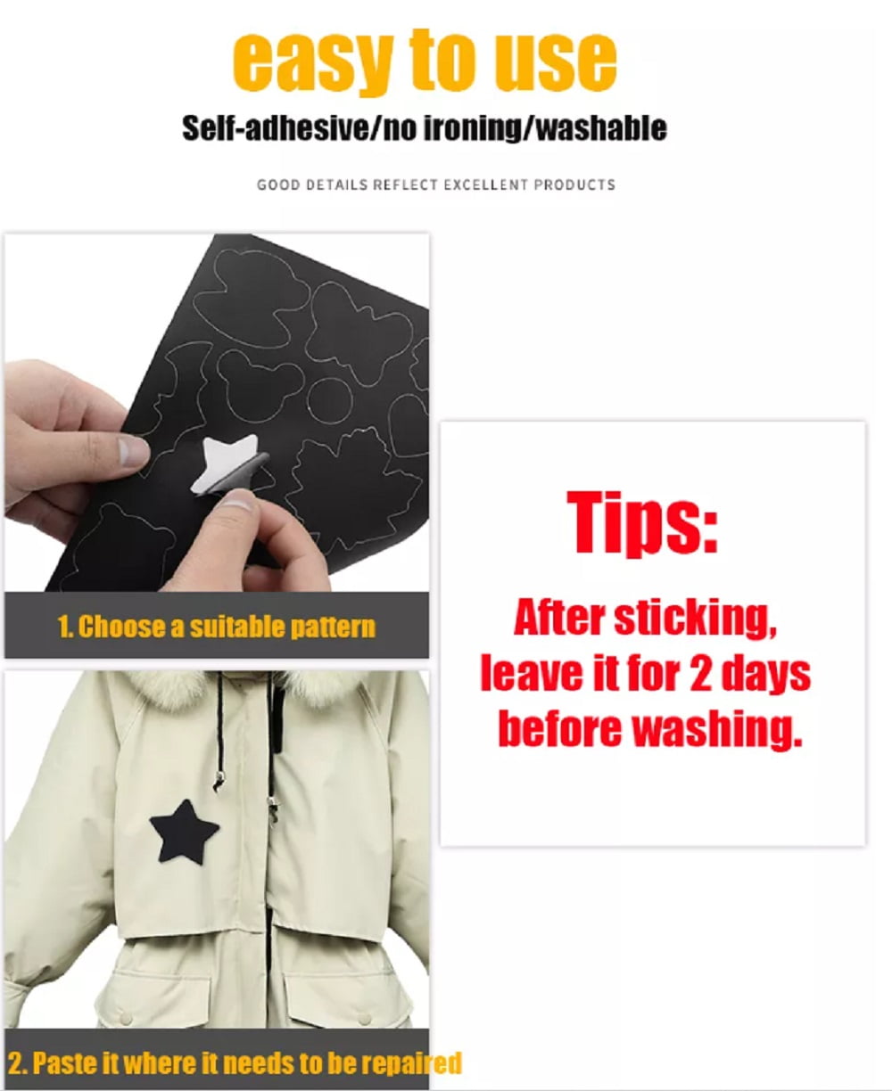 8-Sheet Self-Adhesive Nylon Repair Patches - Easy-apply Clothing and Down Jacket Repair Tape, No Ironing Required Tika