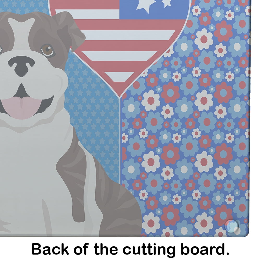 Brindle English Bulldog Glass Cutting Board Large 12 in x 15 in