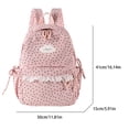 thumbnail image 2 of Corduroy Backpack, Polka Dot School Backpack with Bowknot, Lace Trim Schoolbag for Travel Shopping Outdoor, Pink, 2 of 9