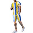 thumbnail image 3 of Vedolay Two Piece Short Set For Men Mens Personality Summer Outfit 2 Piece Set Short Sleeve T Shirts and Shorts,BK3 XL, 3 of 4