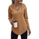 thumbnail image 1 of Sudadera con capucha para mujer, de manga larga, con cuello en V, sudadera con capucha, parte superior lisa con cordón, 1 of 6