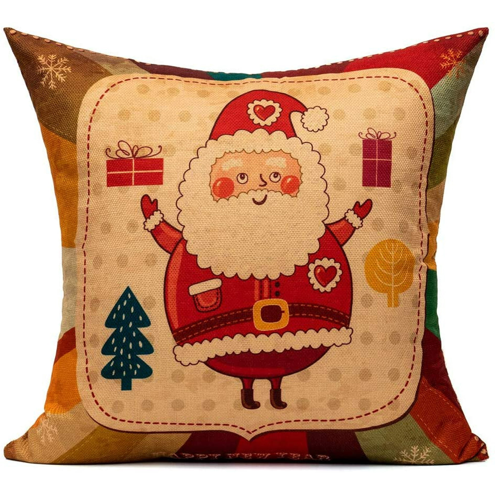 Colorful Christmas Throw Pillow Covers Red Gold Vintage Holiday Cushion Decorative Religious Mexican Home Decor 18X18 Set of 4 Xmas Decorations with Tree Gifts for Sofa Couch Walmart
