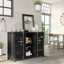 Furniture of America Button Metal 6-Shelf Console Table, Sand Black