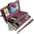thumbnail image 2 of Womens Small Bifold Leather Wallets Rfid Ladies Wristlet With Card Slots Id Window Zipper Coin Purse - Purple, 2 of 3