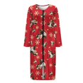 thumbnail image 3 of Yuyamidu Xmas Cow Long Sleeve Robes for Women with Zipper Bathrobe Snowflake Spa Robe Red Crewneck Nightgown Casual Ladies Sleep Dresses Christmas Robe Size M, 3 of 7