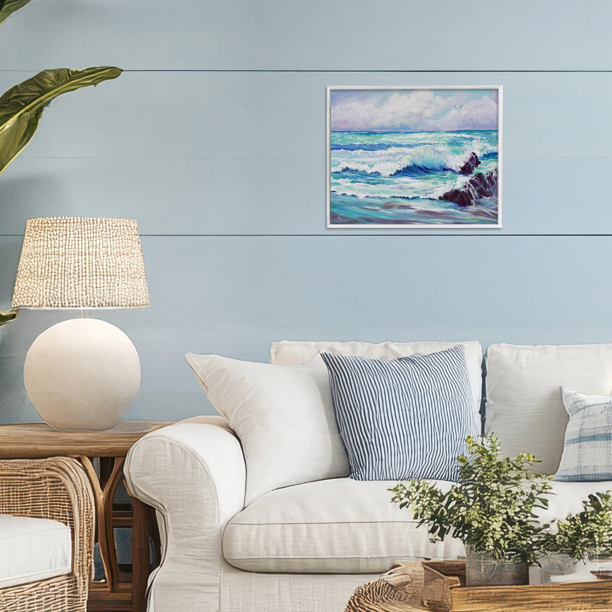 Stupell Industries Down By The Sea White Framed Giclee Art, design by Lee Ann Zirbes