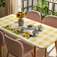 thumbnail image 3 of Gnomes Sunflowers Table Cloths for 5 Foot Rectangle Tables, Pastoral Botanical Yellow Plaid Patio Waterproof Elastic Fitted Tablecloths, Washable Rectangular Table Cover for Camping, 3 of 8