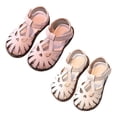 thumbnail image 4 of NOKIO Girls' Designer Sandals Girls' Boho Chic Sandals Girls Sandals Half Open Toe Mesh Design Sandals Flat Sandals Summer Dress Shoes For Toddler Little Child, 4 of 5