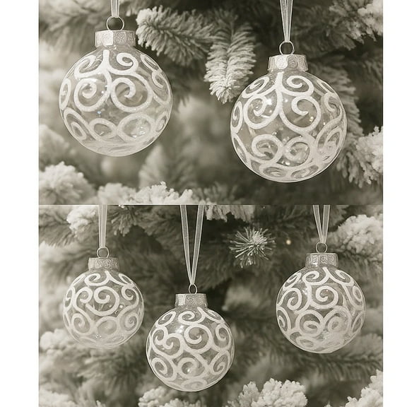 SLEETLY 32-Pack White Swirl Christmas Ball Ornaments – Shatterproof Decorations for Holiday Xmas Tree Decor, 2.36" and 3.15" Sizes