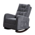 thumbnail image 3 of Rocking Chair Nursery, Upholstered Glider Rocker Chair with Solid Wood Base and 2 Side Pockets, Modern Tall Back Upholstered Accent Armchair for Living Room Bedroom, Antique Gray, 3 of 5