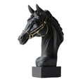 thumbnail image 4 of Estatua de cabeza de caballo, escultura, decoración del hogar, artesanía, adorno, figuras de resina Negro, 4 of 9