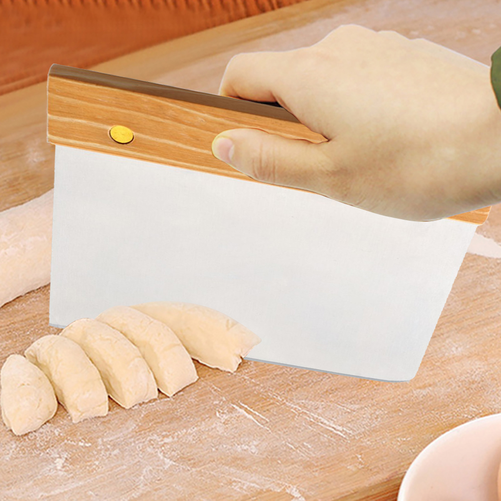 AIHOME Stainless Steel Flour Scraping Cutter Dough Scraper with Wood