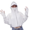 thumbnail image 1 of Women Sun Screen Cloak Summer Beach Sunscreen Cloak Sun Protection Wrap UV Protection with Hooded Zipper for Cycling Riding Beach Holiday (White), 1 of 8
