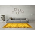 thumbnail image 3 of Ahgly Company Machine Washable Indoor Round Abstract Yellow Modern Area Rugs, 5' Round, 3 of 4