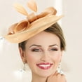 thumbnail image 3 of LEORX Durable Khaki Flax Yarn Bride Fascinator Hat for Women's with Mesh Veil for Weddings and Parties, 3 of 5