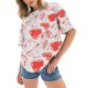 thumbnail image 2 of Gibobby Playera de Manga Corta Casual Suave Camisetas tamaño para mujer, camisetas holgadas algodón con cuello redondo, camisetas manga corta, blusa informal v(Rojo,M), 2 of 4