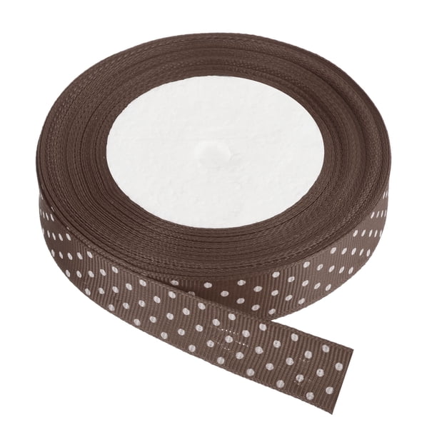 Cintas de Grosgrain Uxcell de 25 yardas de 3/4" marrón con puntos blancos para moño
