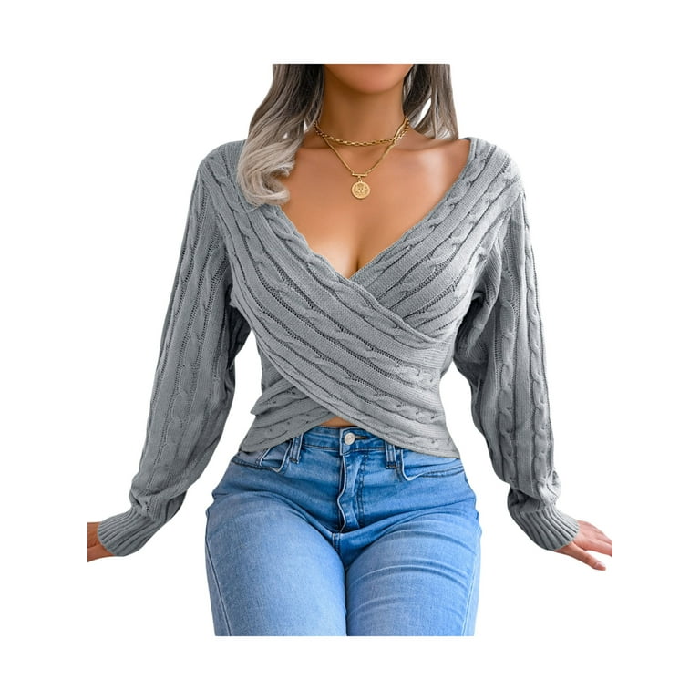 V neck criss shop cross sweater
