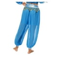 thumbnail image 3 of Women Chiffon Belly Dance Harem Pants Bellydance Pants Bloomers Trousers with Gold Trim Tassels Women Dancing Pants, 3 of 6