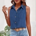 thumbnail image 6 of WHLBF Tank Tops for Women Sleeveless V-neck Casual Solid Color Button Top Navy L, 6 of 9