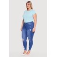 thumbnail image 2 of Women's Plus Size WAX Distressed Frayed Hem Skinny Jeans, 2 of 4