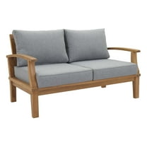 Modway Marina Outdoor Patio Teak Loveseat in Natural Gray