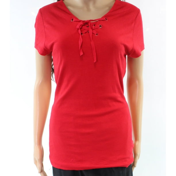 red deep v neck