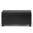 thumbnail image 3 of Simpli Home Dover 36 inch Wide Contemporary Storage Ottoman Bench in Midnight Black Vegan Leather, 3 of 11