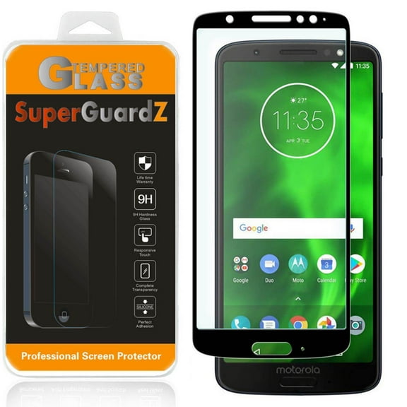 For Motorola " Moto G6 Plus " - SuperGuardZ Full Cover Tempered Glass Screen Protector, Edge-To-Edge, 9H, Anti-Scratch, Anti-Bubble, Anti-Fingerprint