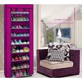 thumbnail image 2 of 10 Tier Shoe Rack, Storage Organizer Non-Woven Fabric Cover Shoe Rack Cabinet Portable Single Row Shoe Rack Shelf Cabinet Tower with Dustproof Cover for Closet Entryway Hallway（Rose Red）, 2 of 6