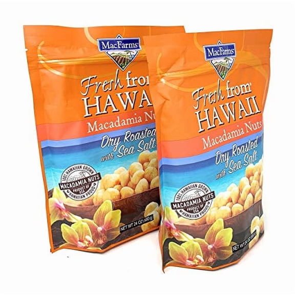 MacFarms of Hawaii Macadamia Nuts (Dry Roasted with Sea Salt, 2 Pack (24 oz Each)) NEW