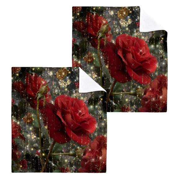 BZSMCE Towel Cotton Face Towel Soft Hand Towels Fashion Blush Red Roses Pattern