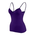 thumbnail image 6 of Alun Womens V-Neck Sleeveless Camisole with Built in Bra Summer Casual Spaghetti Strap Basic Tank Tops Plus Size Pure Color Seamless Cozyt Stretch Tight Cami 2-Dark Purple XL, 6 of 8