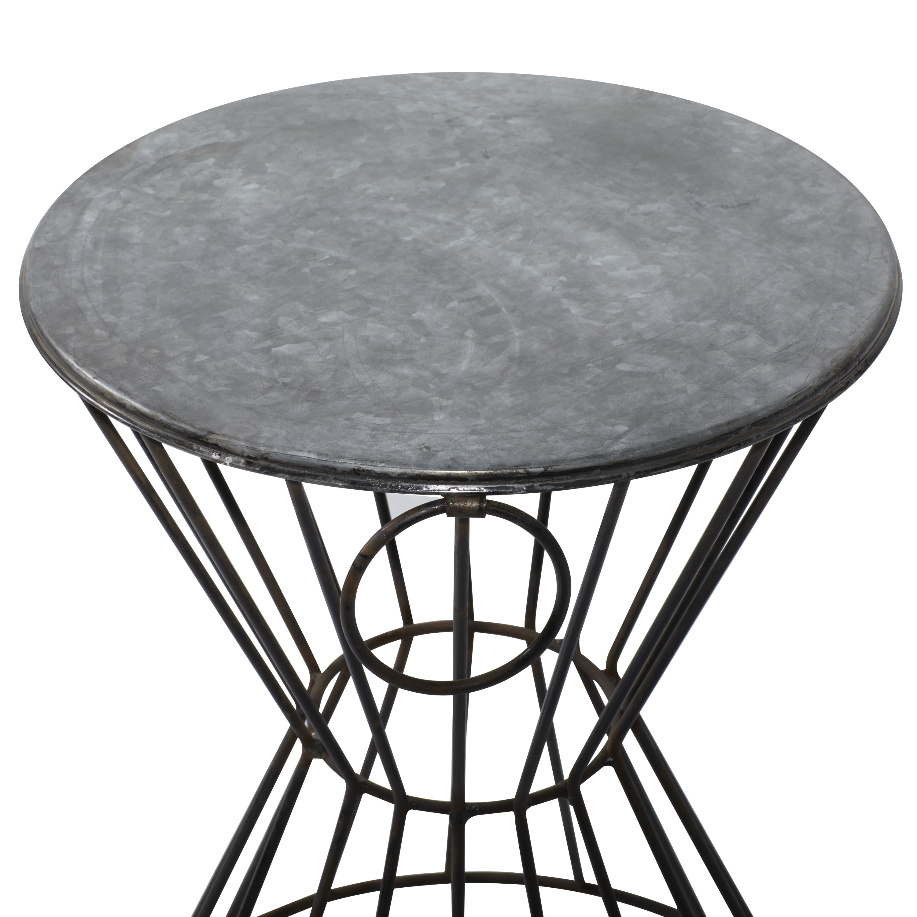 DecMode 18" x 15" Gray Metal Farmhouse Accent Table