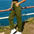 thumbnail image 4 of Women's Button Zip Cargo Jogger Pants, Ghalytn Elastic Back Waist Multi-Pocket Casual Outdoor Tapered Trousers, 4 of 7
