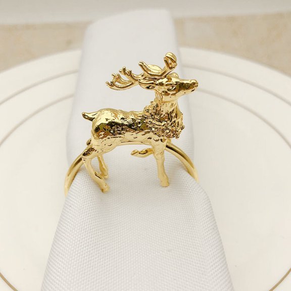 OULII 2pcs Napkin Holders Rings Metal Napkin Ring for Bar Decor Golden