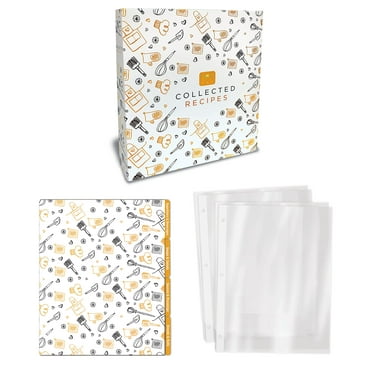 Recipe Binder Set, LARGE, 11.5" x 12" x 2.5"-Black & Gold Montage