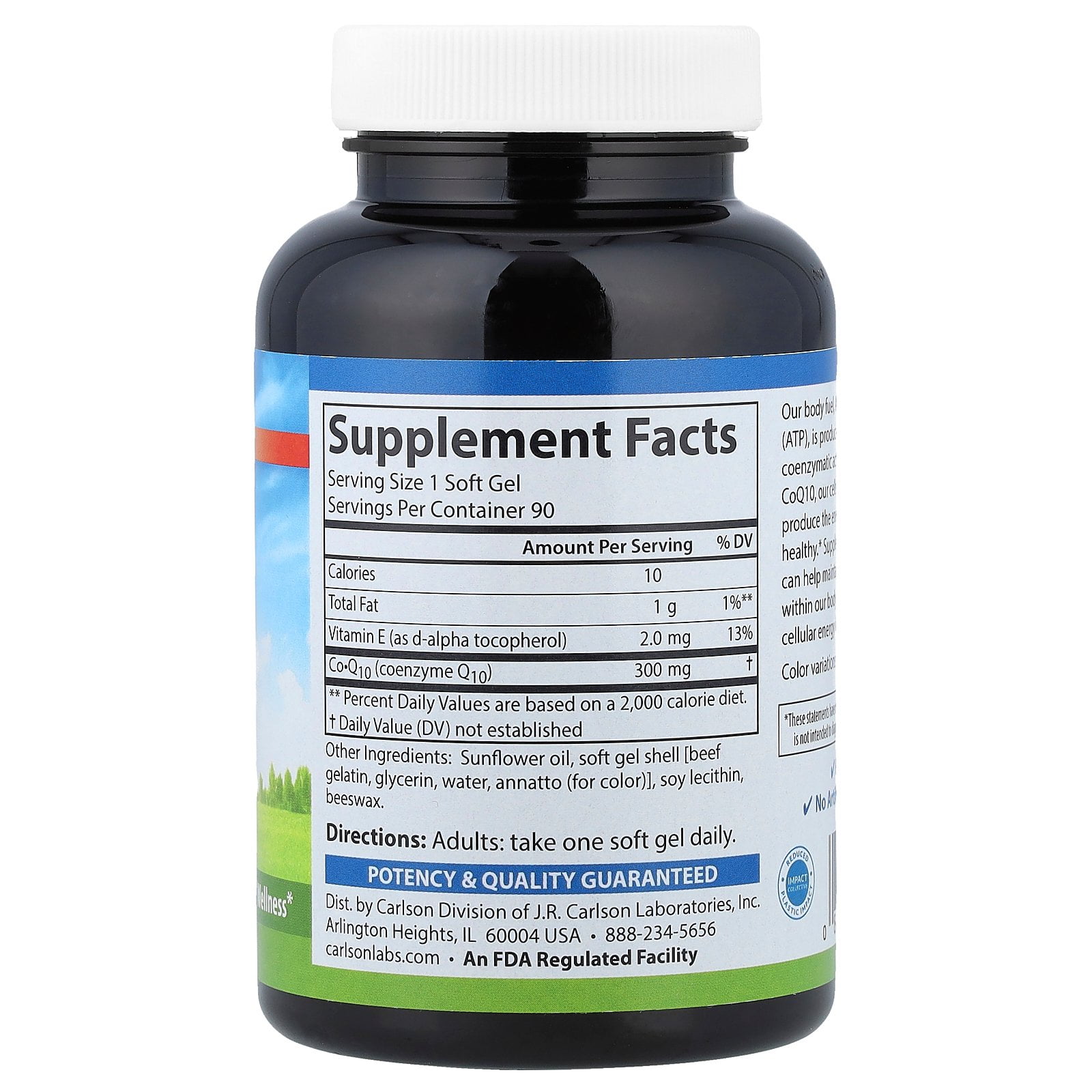 Carlson CoQ10, 300 mg, 90 Soft Gels