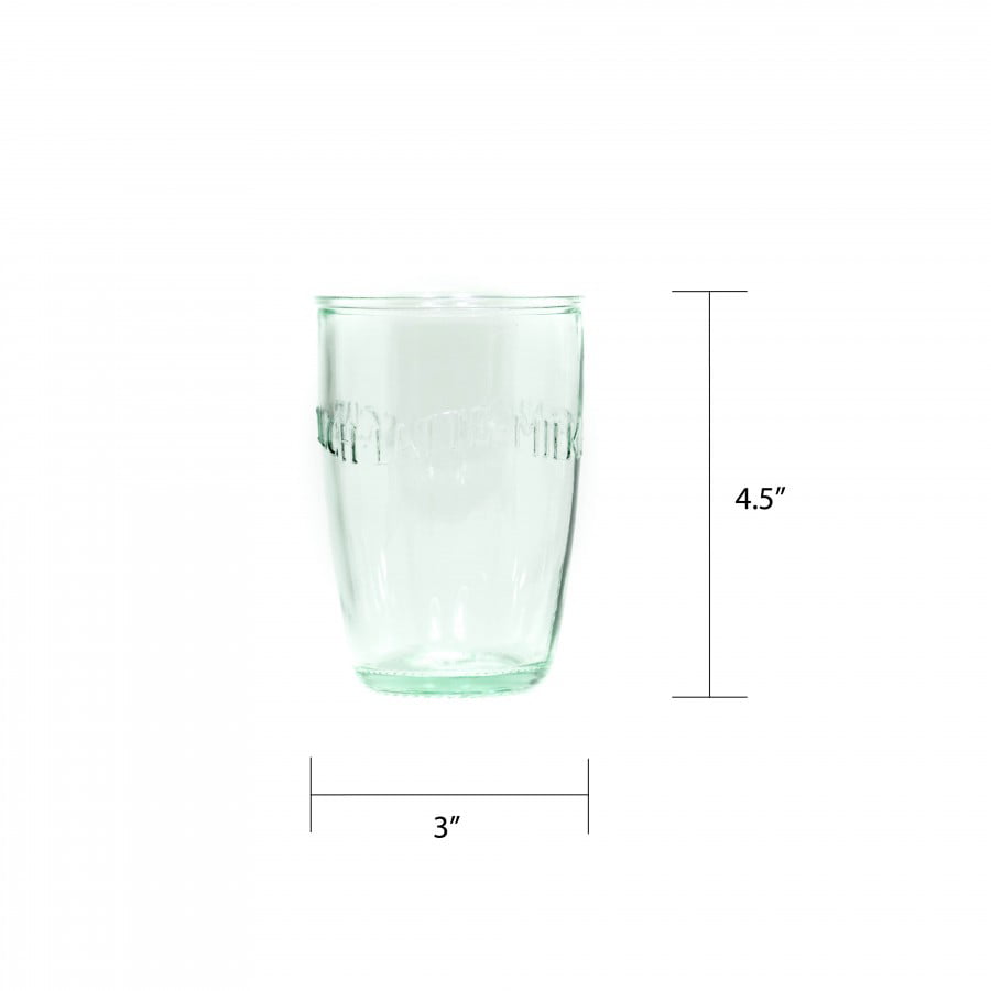 13 oz Set of 6 Amici Home Italian Recycled Green Euro Milk Glass Drinkware 